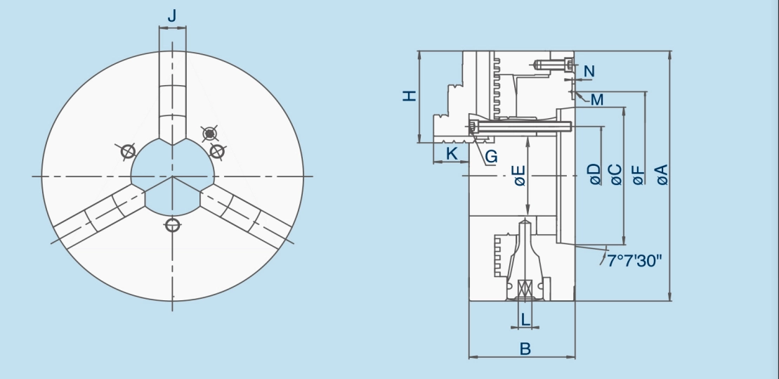 GB 3-Jaw A1 Type Scroll Chucks