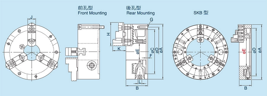 SK 3-Jaw Powerful Type Scroll Chucks