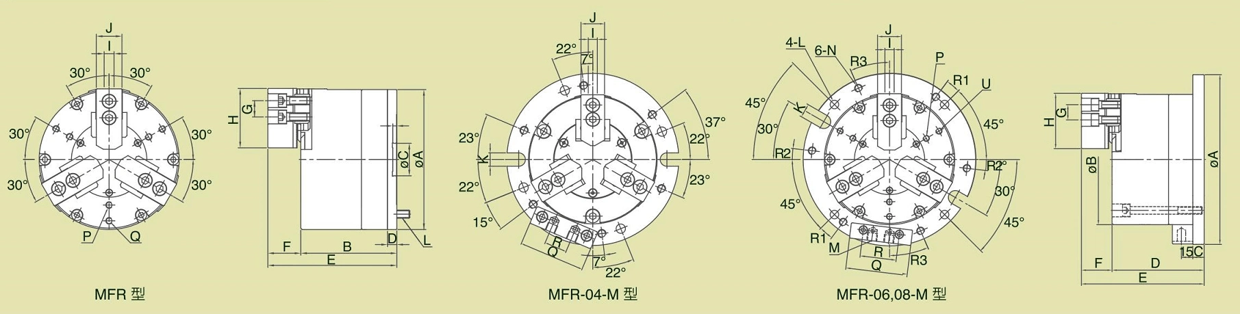 MFR,MFR-M 3-Jaw Air Chucks Fixture(Double Piston)